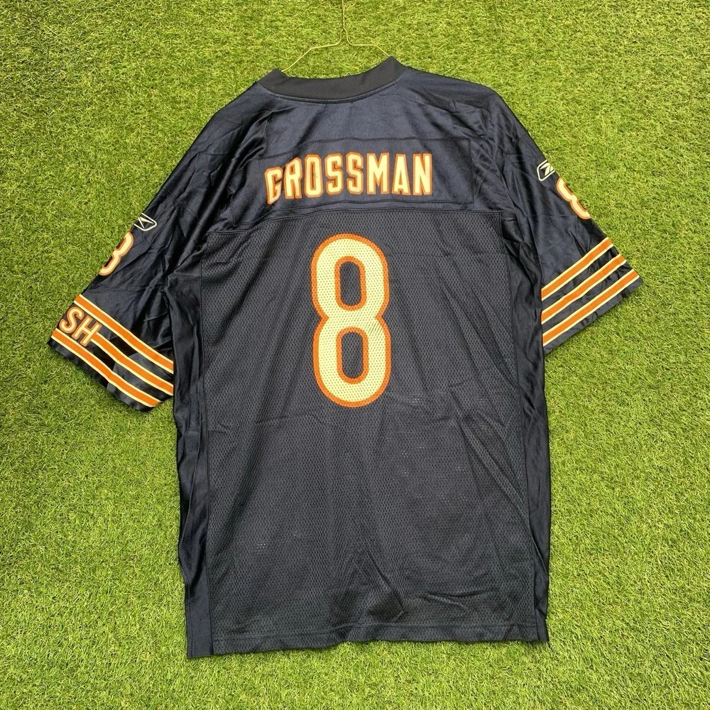 Chicago Bears Jersey Mens Large Rex Grossman Reebok Blue Big Embroider Patch